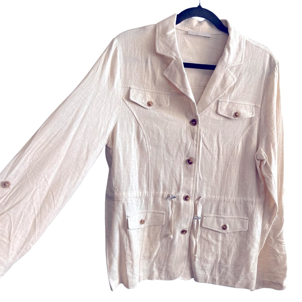 Armand Thiery Cream Button-Up Lightweight Linen Blend Jacket size 40 Medium M - Picture 4 of 8
